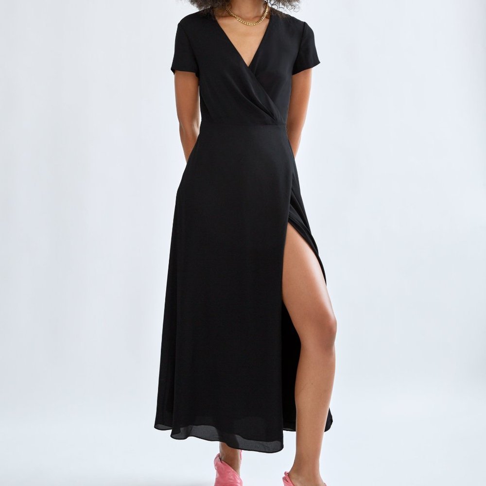 Babaton Slit Wrap Dress, Forest Green, Size L (Artizia)